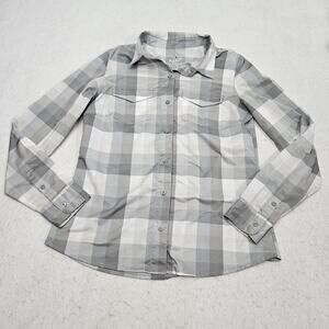 Kuhl Shirt The Kamp Long Sleeve Gray White Plaid Checks XS Extra Small Roll Tab